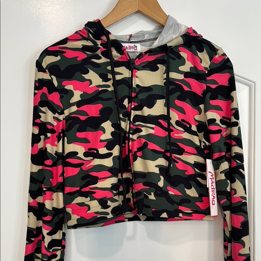 NWT Madrag Women’s Camo Hoodie Jacket - Pink, Green, Black Size Large